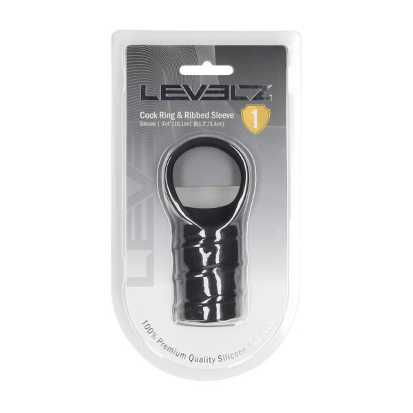 Levelz by Shots Silikon Cockring mit gerippter Manschette, schwarz