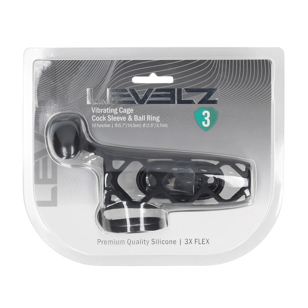 LVL03-0007BLK-2 Levelz by Shots Vibrationspenishülle mit Hodenring, schwarz – Bild 1