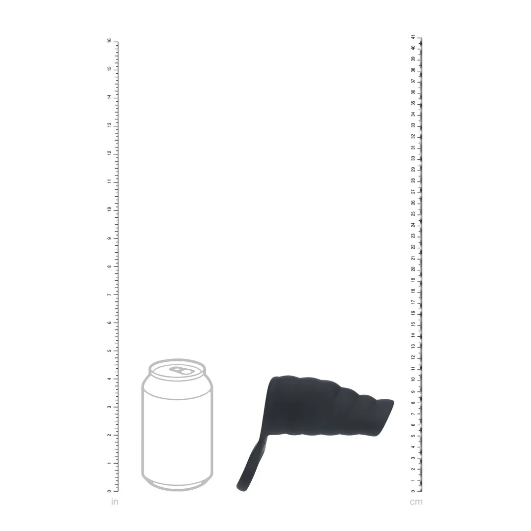 Levelz by Shots gerippte Silikon Penis Sleeve mit Vibration und Ballring, Schwarz – Bild 4