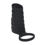 Levelz by Shots gerippte Silikon Penis Sleeve mit Vibration und Ballring, Schwarz – Bild 3