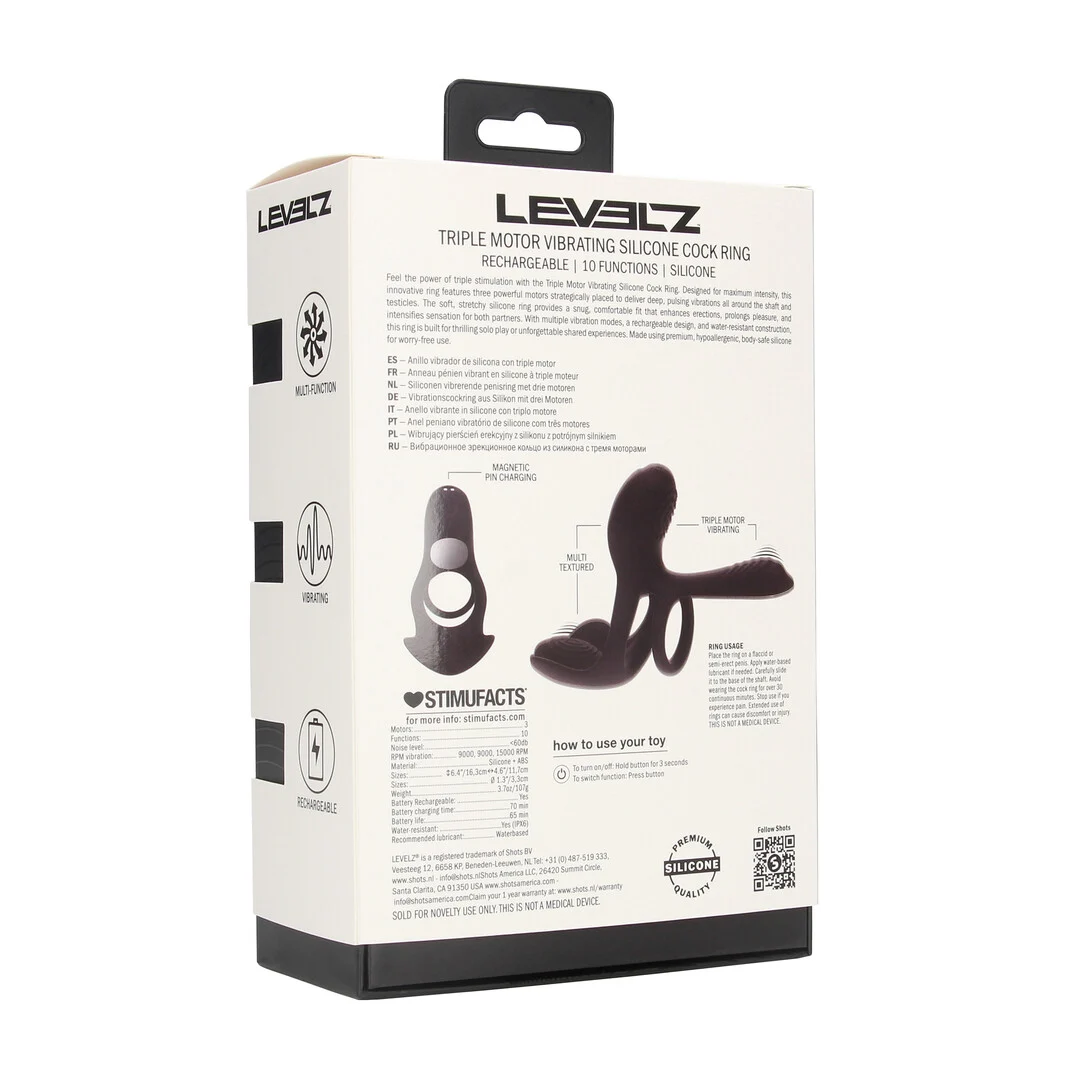 Levelz Vibrationscockring aus Silikon mit drei Motoren – Bild 2