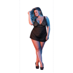 Schwarzes Babydoll Set mit offenem Rücken und String, Größe 2X – Bild 6