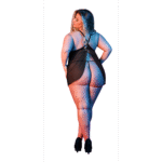 Schwarzes Babydoll Set mit offenem Rücken und String, Größe 2X – Bild 3