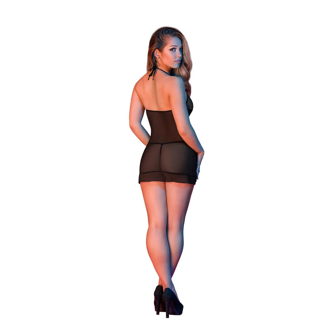 Schwarzes Chemise mit G String von Magic Silk – Bild 3