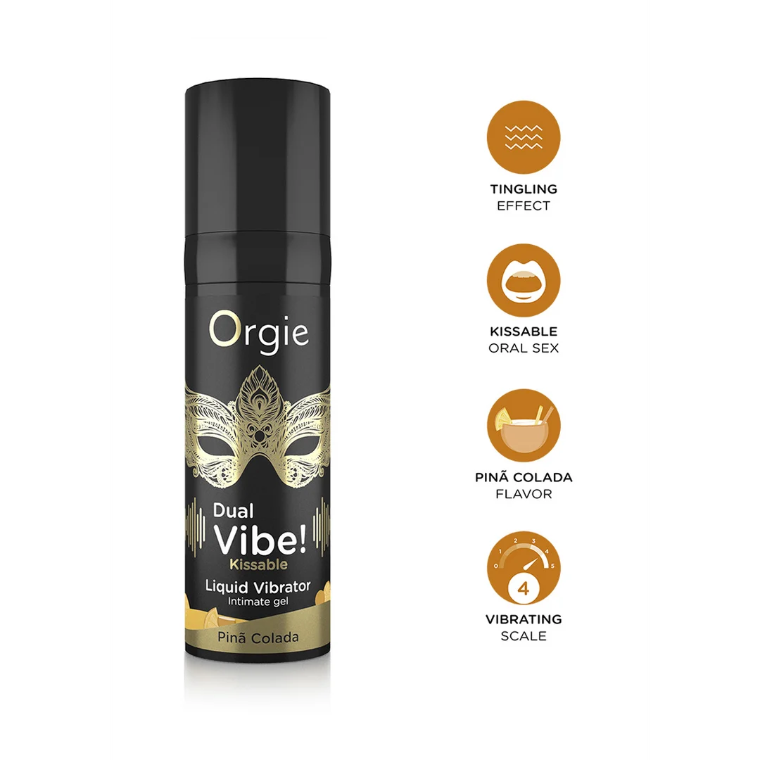 Orgie Dual Vibe! küssbares flüssiges Vibratorgel Pina Colada 15 ml – Bild 3