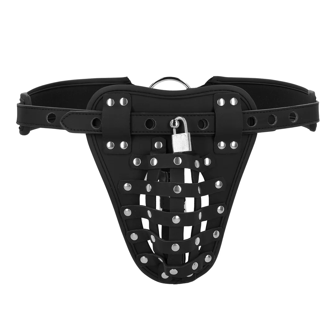 Keuschheitsjock aus PU Leder mit Riemen – Bild 3