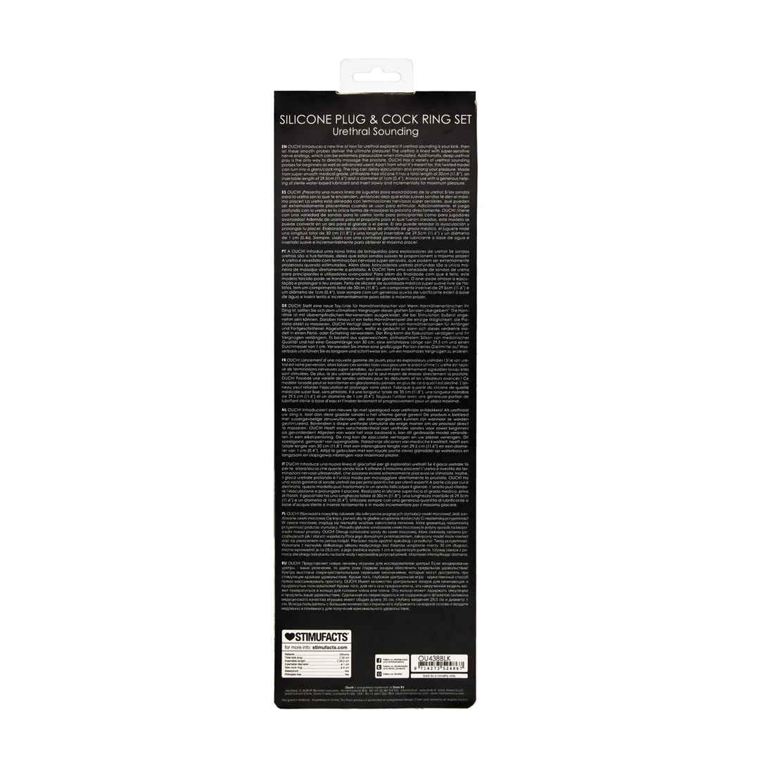Ouch Silikon Plug und Cockring Set, schwarz – Bild 2