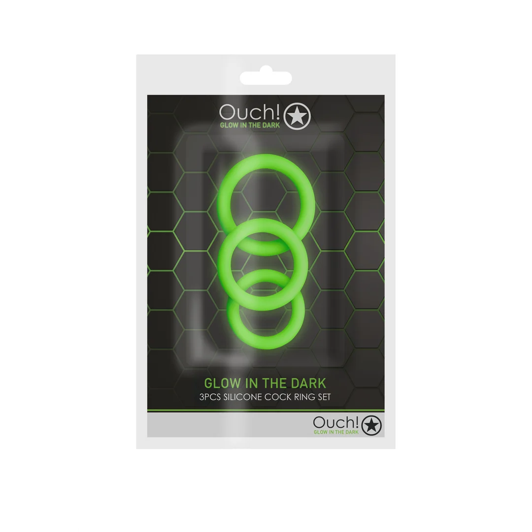 OU731GLO-2 Ouch! Im Dunkeln leuchtendes Cockring Set – Bild 1