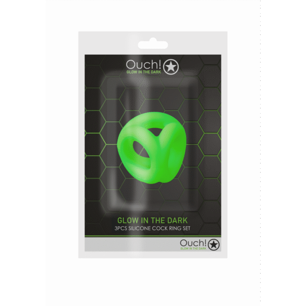 Ouch! Glow in the Dark Cockring mit Hodenband