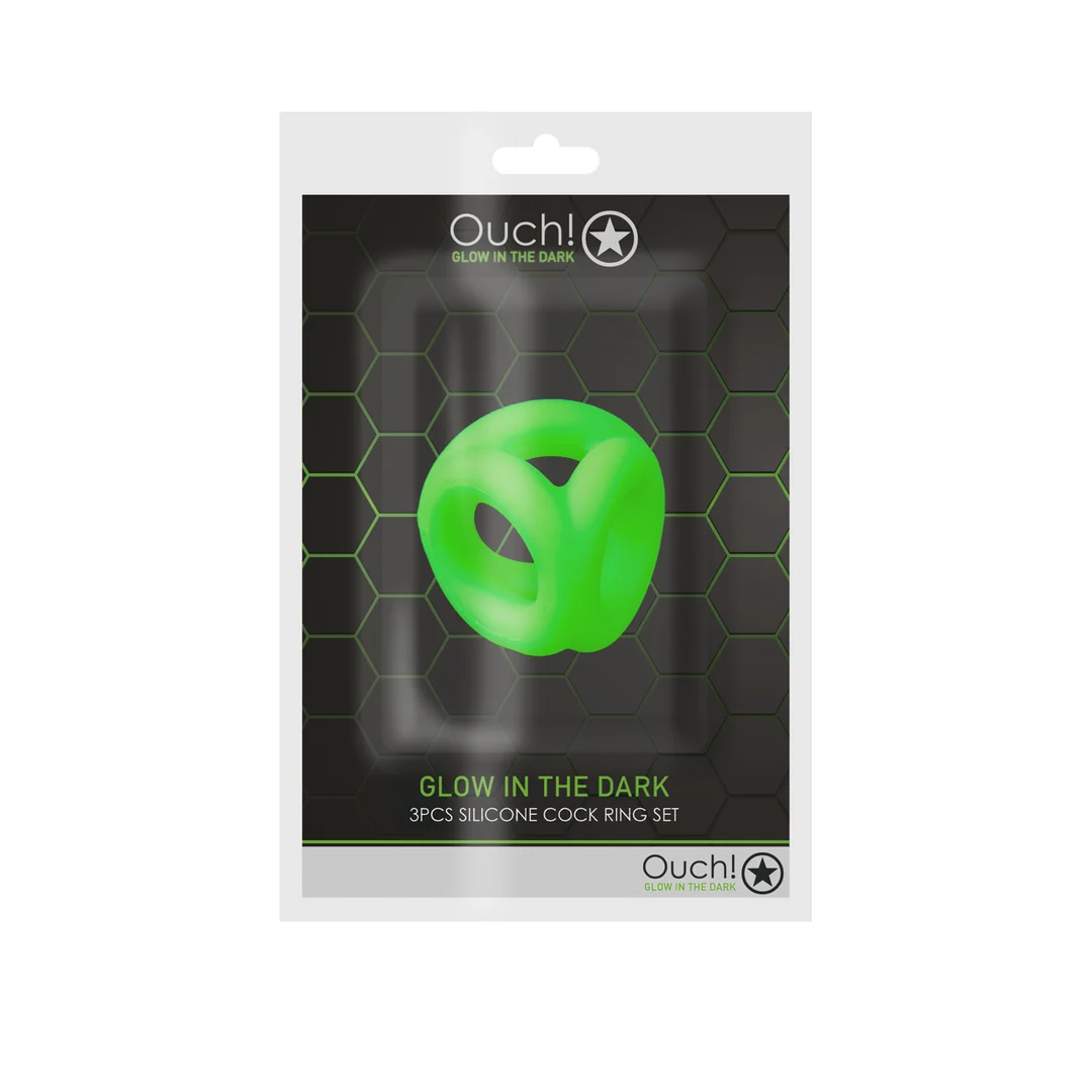 Ouch! Glow in the Dark Cockring mit Hodenband – Bild 1