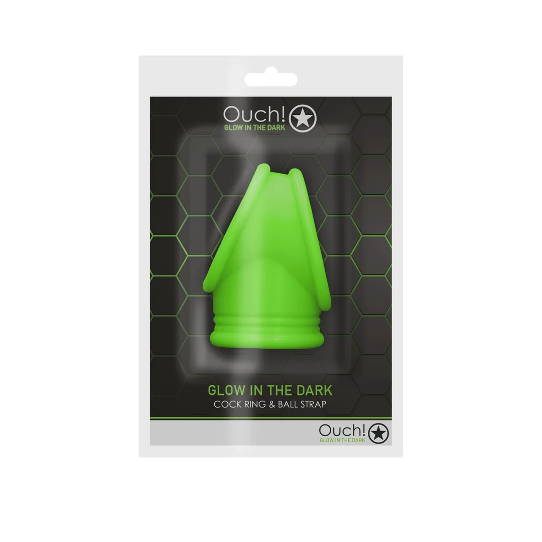 OU789GLO-2 Cockring mit Hodenriemen – Glow in the Dark – Bild 1
