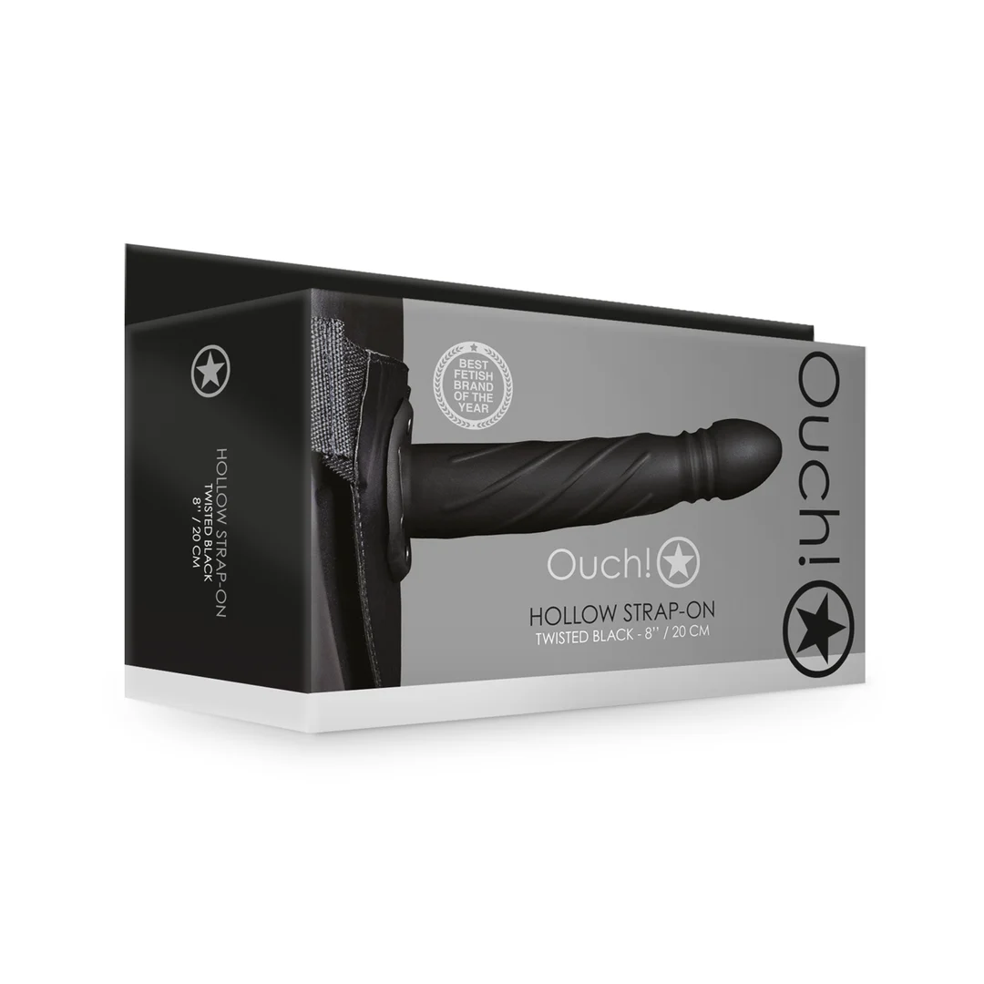 OU814BLK-2 Ouch! Twisted Hollow Strap On 20 cm schwarz – Bild 1