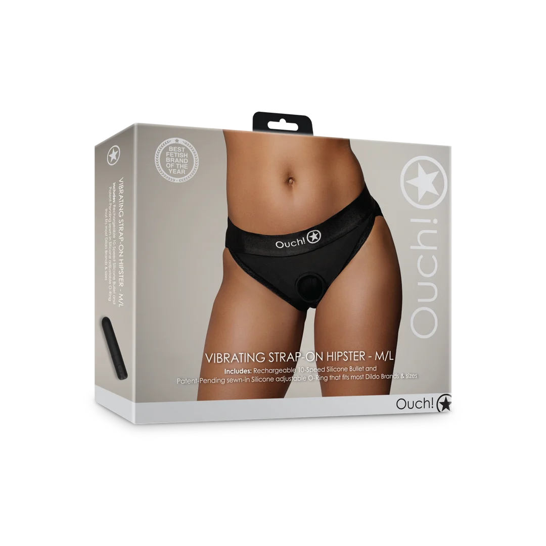 OU828BLKML1-2 Ouch! Vibrierender Strap on Hipster – Bild 1