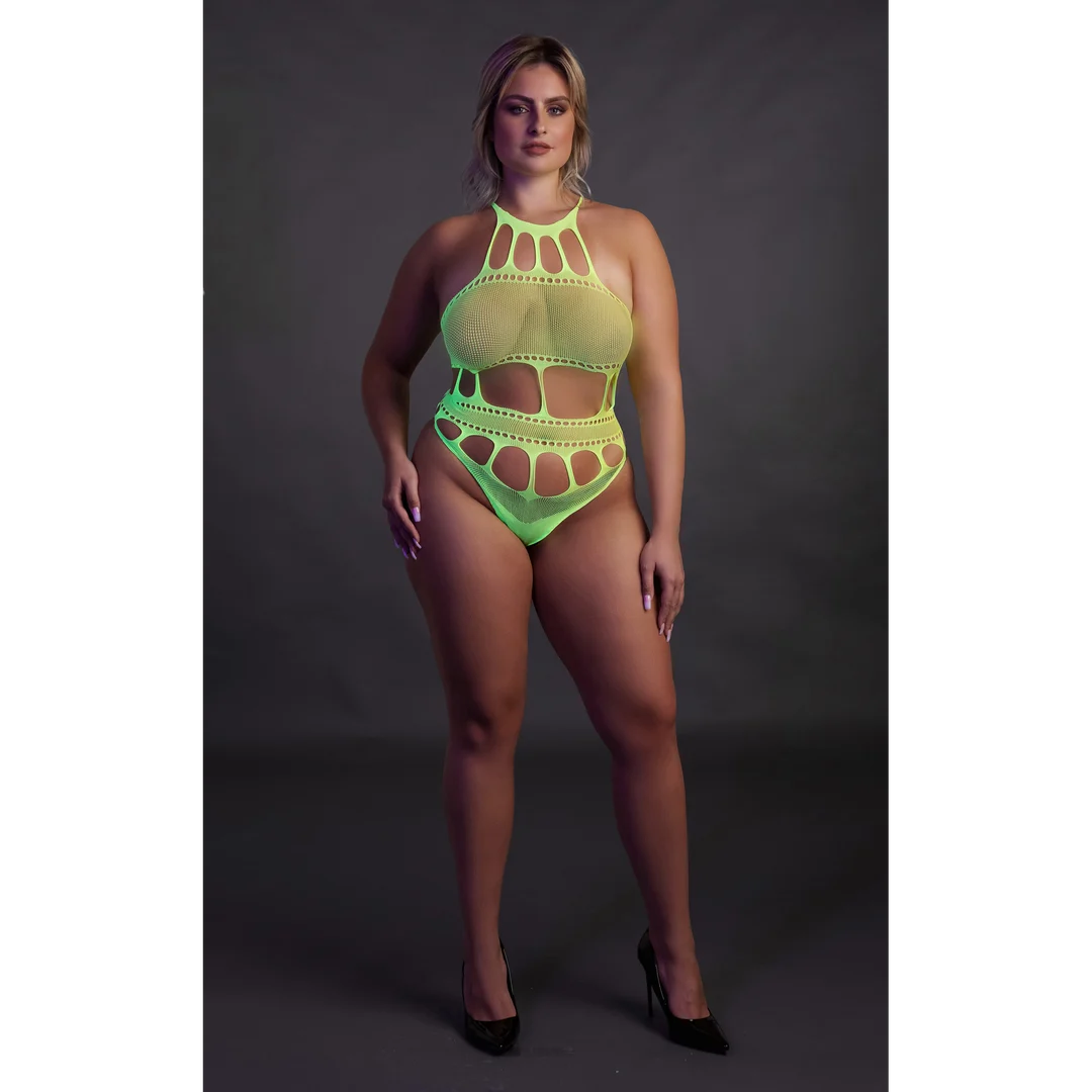 Neongrüner Body mit griechischem Ausschnitt – Bild 9
