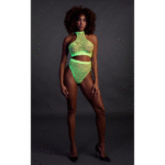 Neongrünes Set mit Rollkragen und Slip – Bild 3