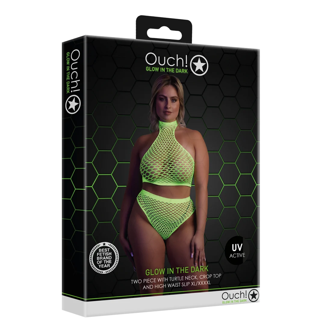 Neongrünes Set mit Rollkragen und Slip – Bild 7