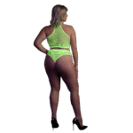 Neongrünes Set mit Rollkragen und Slip – Bild 8