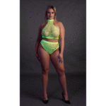 Neongrünes Set mit Rollkragen und Slip – Bild 9
