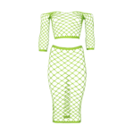 Neongrünes Crop Top mit langem Rock – Bild 5