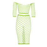 Neongrünes Crop Top mit langem Rock – Bild 6