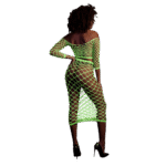 Neongrünes Crop Top mit langem Rock – Bild 2