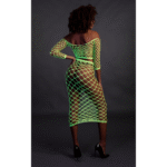 Neongrünes Crop Top mit langem Rock – Bild 4