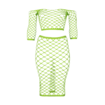 Neongrünes Crop Top mit langem Rock – Bild 11