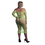 Neongrünes Crop Top mit langem Rock – Bild 8
