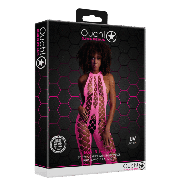 Neonpinker Netzbody mit Neckholder