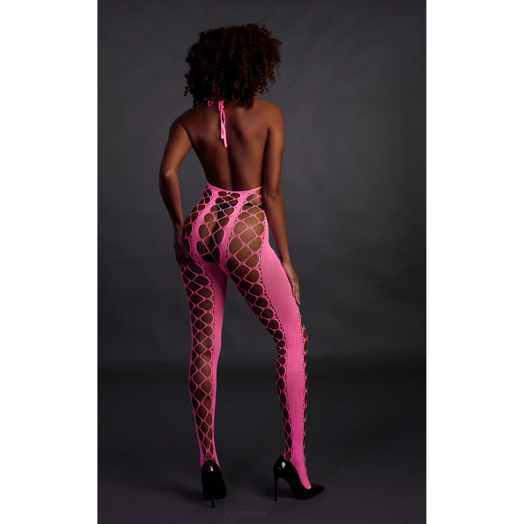 Neonpinker Netzbody mit Neckholder – Bild 4