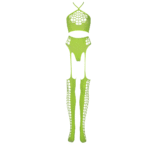 Neongrünes Set mit Crop Top und Strümpfen – Bild 5