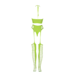 Neongrünes Set mit Crop Top und Strümpfen – Bild 6