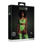 Neongrünes Set mit Crop Top und Strümpfen