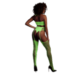 Neongrünes Set mit Crop Top und Strümpfen – Bild 2