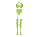 Neongrünes Set mit Crop Top und Strümpfen – Bild 11