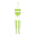 Neongrünes Set mit Crop Top und Strümpfen – Bild 12