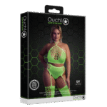 Neongrünes Set mit Crop Top und Strümpfen – Bild 7
