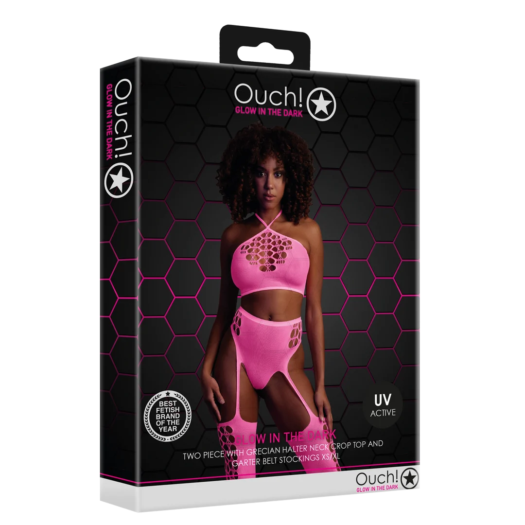 Neongrünes Set mit Crop Top und Strümpfen – Bild 13