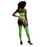 Neongrünes Set mit Crop Top und Strümpfen – Bild 2