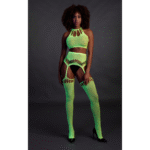Neongrünes Set mit Crop Top und Strümpfen – Bild 3