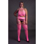 Neongrünes Set mit Crop Top und Strümpfen – Bild 15