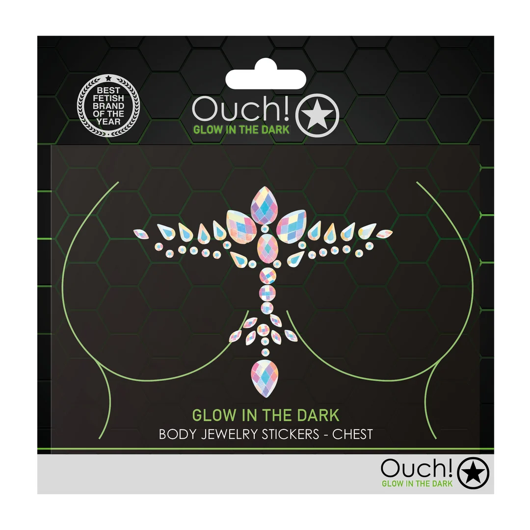 OU854GLO-2 Sexy Brust Sticker mit Leuchteffekt für Party Outfit und Dessous Look – LIN – Bild 1
