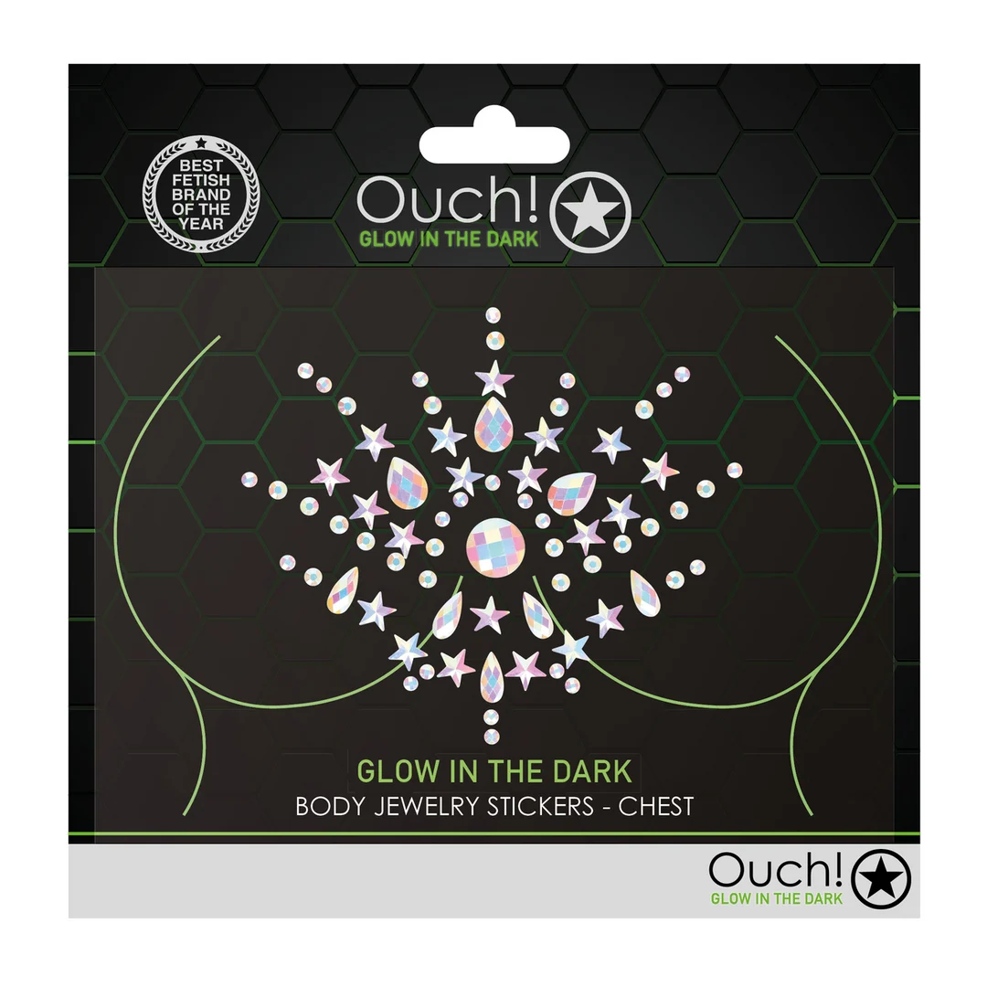OU856GLO-2 Ouch! by Shots Körperjuwelen Sticker für die Brust – Bild 1