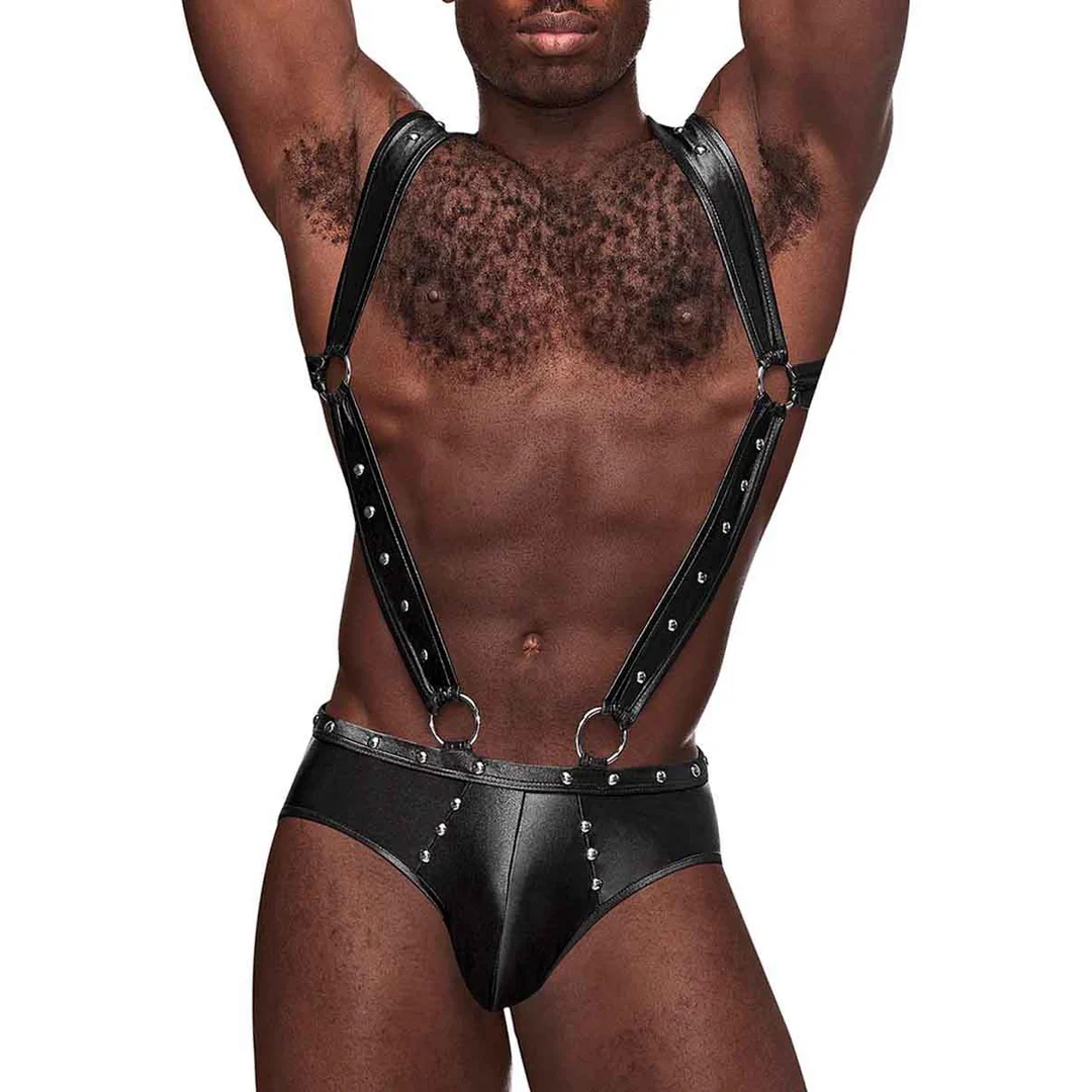 Male Power Uranus Jockbrief mit Hosenträgerbändern, L/XL, Schwarz – Bild 4