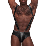 Male Power Uranus Jockbrief mit Hosenträgerbändern, L/XL, Schwarz – Bild 8