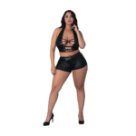 Thalia Neckholder Top und Shorts mit Ringen und Nieten 2X schwarz – Bild 5