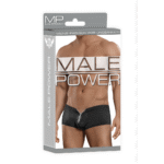 Male Power Shorts mit Reißverschluss und rotem Cockring – Bild 5