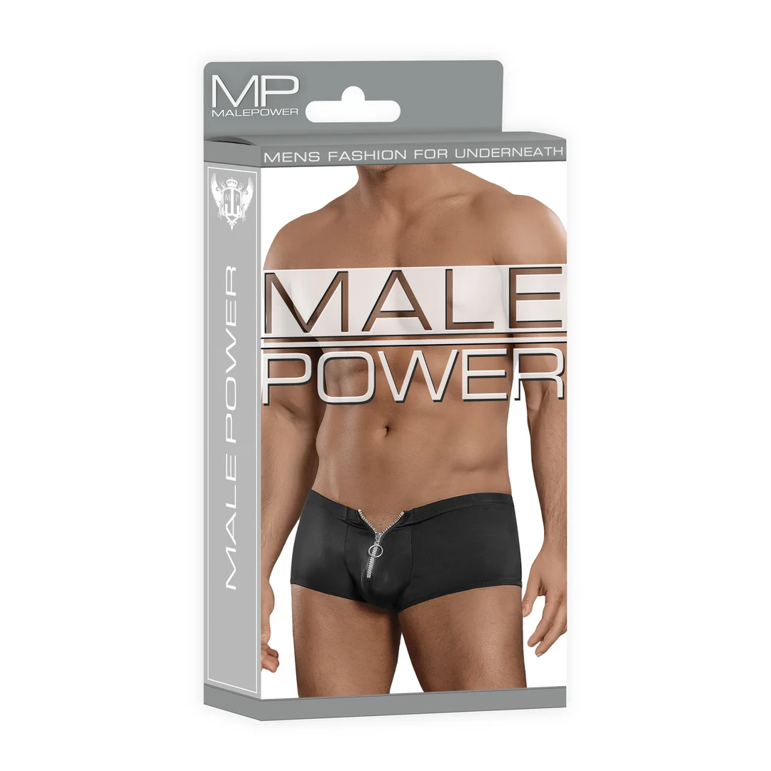 Male Power Shorts mit Reißverschluss und rotem Cockring – Bild 10