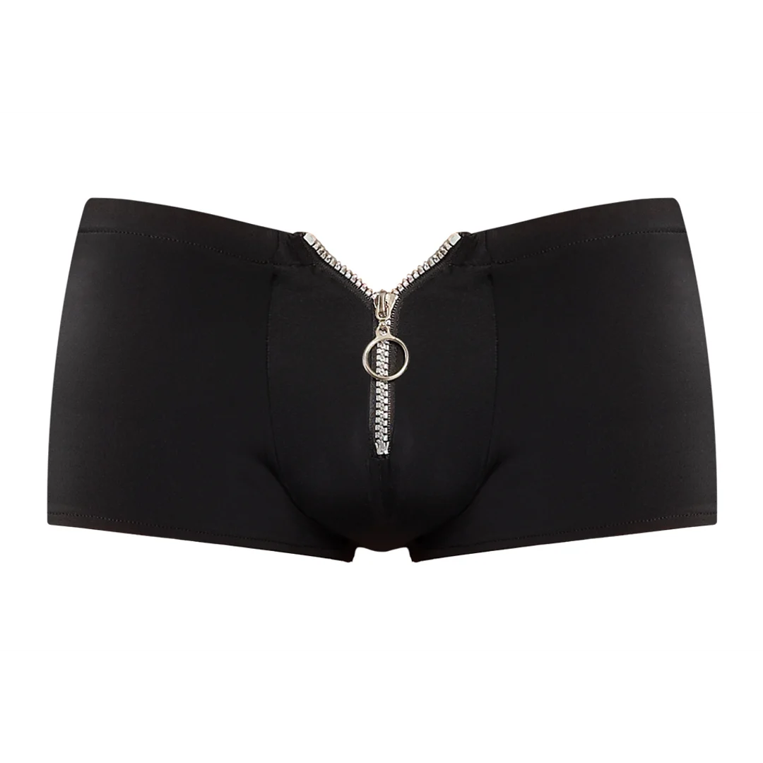 Male Power Shorts mit Reißverschluss und rotem Cockring – Bild 12