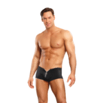 Male Power Shorts mit Reißverschluss und rotem Cockring – Bild 4